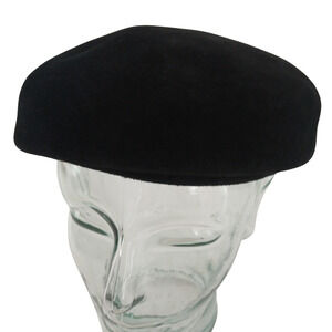 Vintage Black Felt Beret Made in France Louis Original California Classic Hat